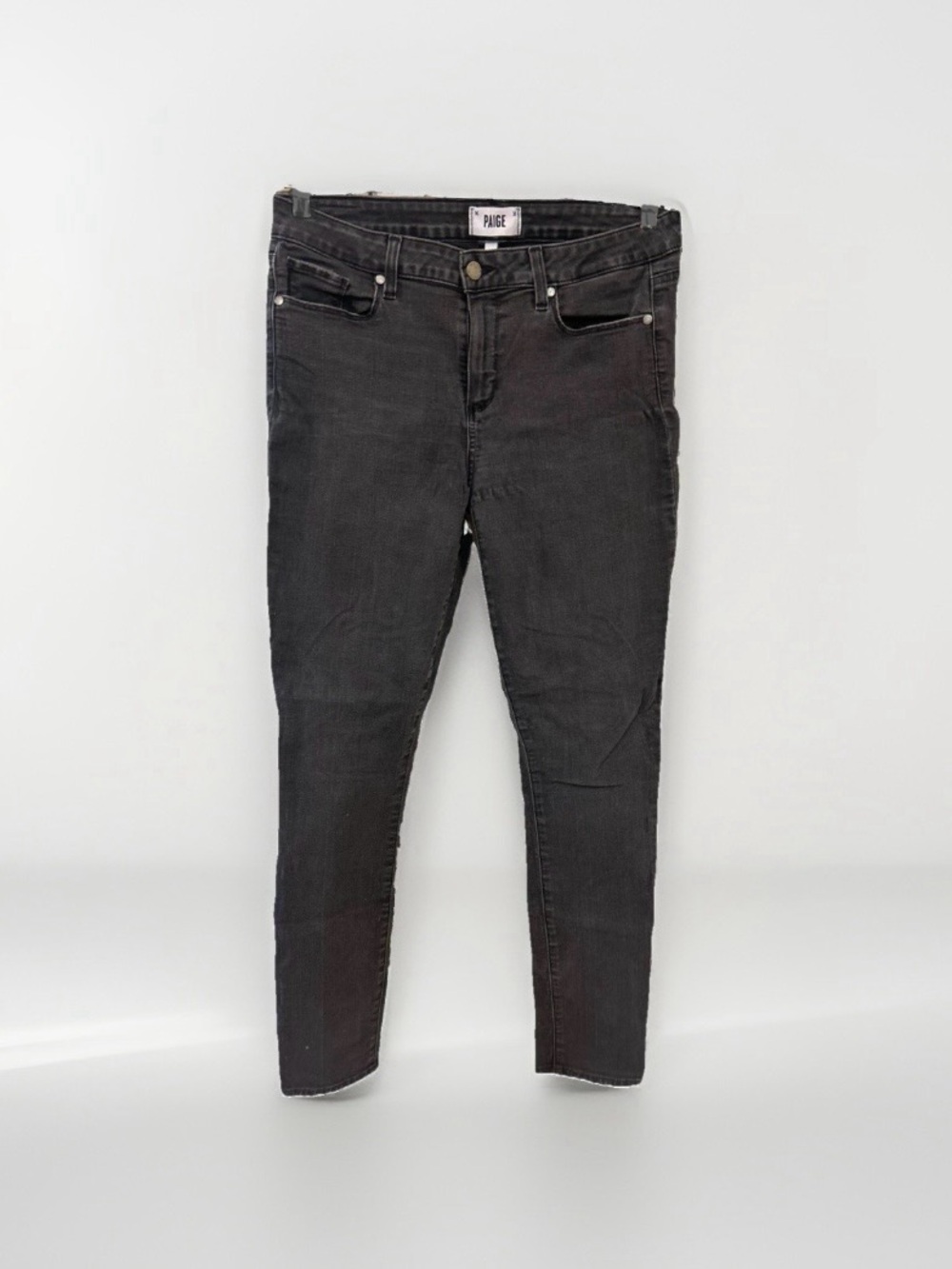 PAIGE Skyline Skinny Jeans 32 Charcoal Gray Stretch Denim
